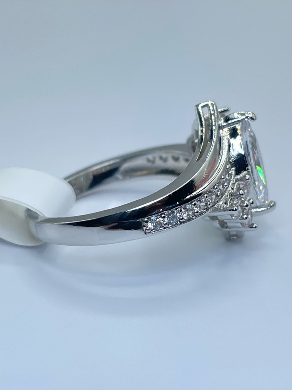 Swarovski Crystal Elements White Marquise Crystal Art Deco Ring Sz 8 - Picture 9 of 12